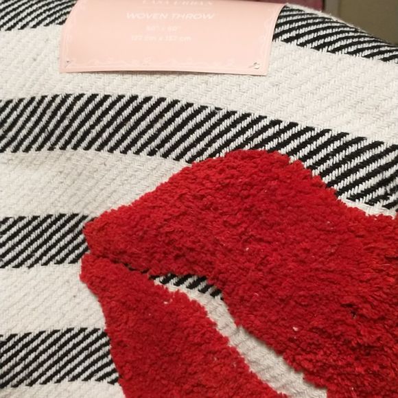 Casa Urban Other - Casa Urban 50"x 60" Black/White Striped Red Lips Woven Throw. New with Tags.